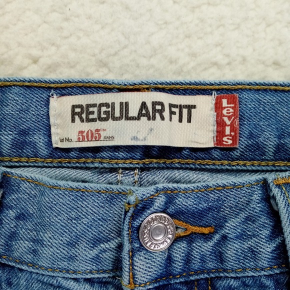 Levi‎ Strauss 505 Regular Fit Mens Jeans Blue Denim W33 L34 Stain - Picture 7 of 10